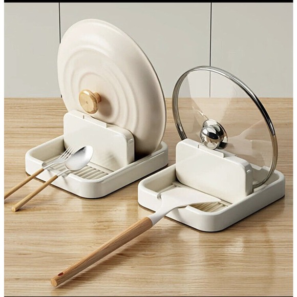 New Cooking Partner 1pc Spatula Spoon Rack Integrated Shelf Folding Pot Lid Rack - Picture 3 of 3